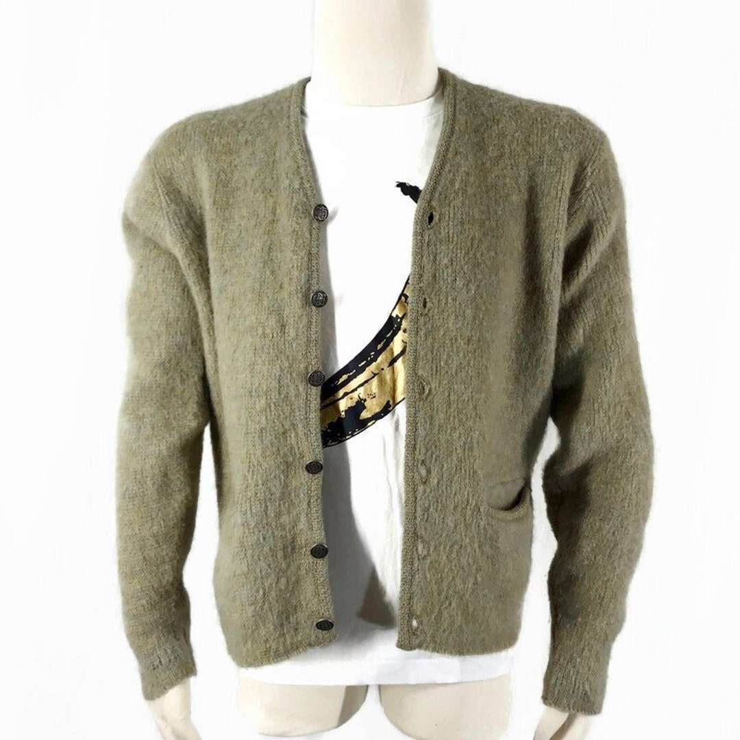 Vintage 60s Mohair Cardigan Green Gold Jantzen Fuzzy Shag Kurt Cobain MTV  Unplugged Style Grunge - Etsy