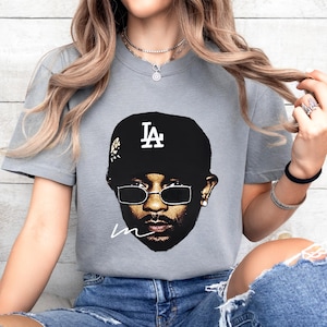 KENDRICK LAMAR T-SHIRT Vintage Rap T-Shirt Hip-Hop J Cole Drake Konzert Tournee Merch Tupac Kanye Playboi Carti Travis Scott Grafik mit großem Gesicht