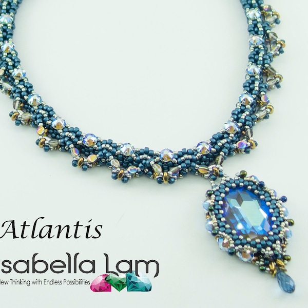 ATLANTIS Czech ARCOS and Austrian Crystal Fancy Oval Stone and Rivoli necklace Tutorial