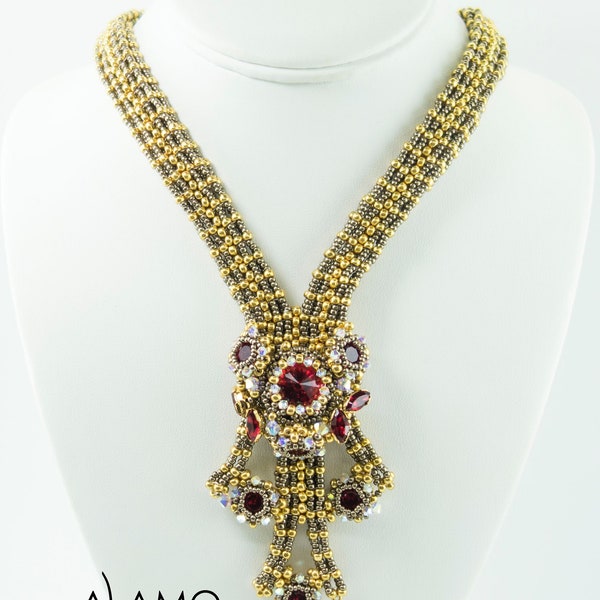 Alamo Austrian Crystal Set in Navette, Chattons and Rivoli necklace Tutorial