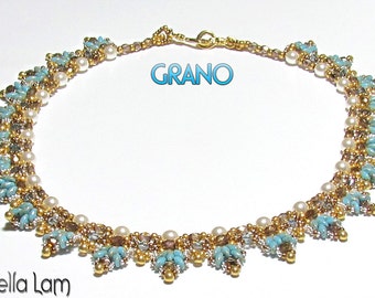 GRANO Pearl and SuperDuo Beadwork Necklace tutorial instructions for personal use only
