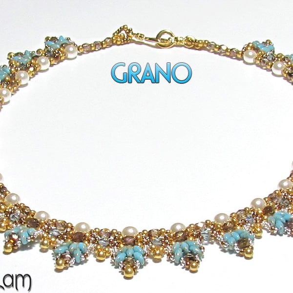 GRANO Pearl and SuperDuo Beadwork Necklace tutorial instructions for personal use only