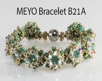MEYO Swarovski round stones Beadwork Bracelet DIY Beading Kit Tutorial