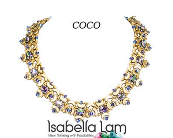 COCO Arcos and Swarovski set in Navette Beadwork Necklace Pdf tutorial instructions for personal use only
