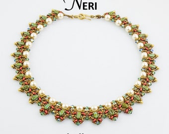 NERI Silky SuperDuo and OBeads Beadwork Necklace Pdf tutorial instructions for personal use only