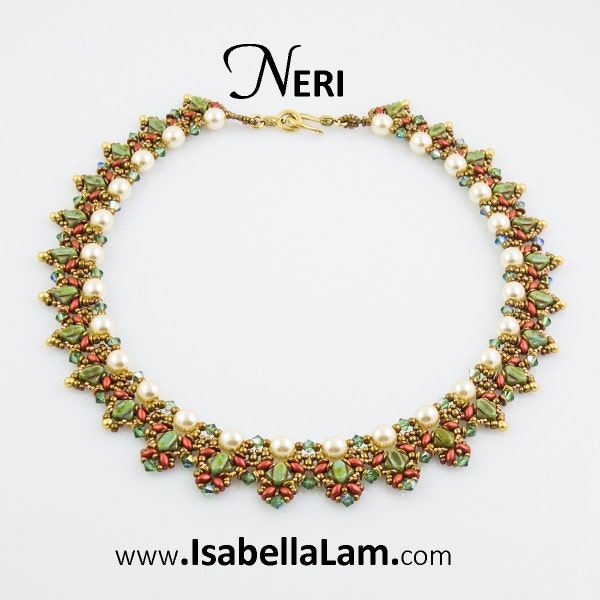 NERI Silky SuperDuo and OBeads Beadwork Necklace Pdf tutorial instructions for personal use only