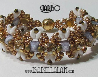 GARBO Swarovski round square sew on and SuperDuo Beadwork Bracelet instructions for personal use only