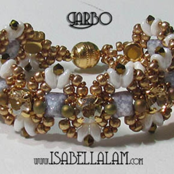 GARBO Swarovski round square sew on and SuperDuo Beadwork Bracelet instructions for personal use only