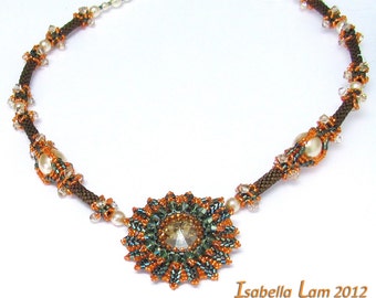 MIA SUNSHINE Swarovski Pendant and Beadwork Necklace Exclusively PDF Beading tutorial for personal use only