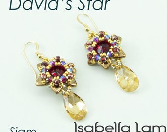 Davids Star Swarovski Rivoli Earrings DIY Beading Kit (Instruction and Materials)