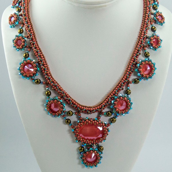 ZOE Swarovski Oval Fancy Stone and Rivoli Necklace Pdf tutorial instructions for personal use only