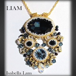 LIAM Swarovski Fancy stone Rivoli and Chattons Beadwork Pendant Tutorial  instructions for personal use only
