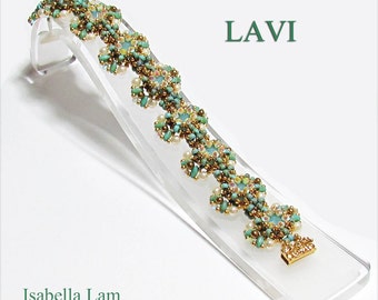 Instrucciones del tutorial de la pulsera LAVI Swarovski Rivoli Stones y SuperDuo Beadwork para uso personal únicamente