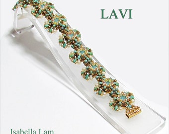 LAVI Swarovski Rivoli Stones and SuperDuo Beadwork Bracelet tutorial instructions for personal use only