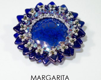 MARGARITE Fancy Cabochon  Beadwork Pendant Tutorial  instructions for personal use only