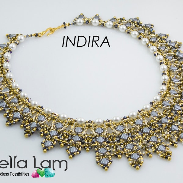 INDIRA Silky SuperDuo and O-Beads Beadwork Necklace Pdf tutorial instructions for personal use only