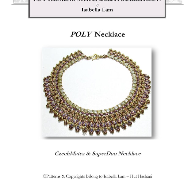 POLY Necklace, Czech Mates and SuperDuo Beadwork Necklace tutorial instructions for personal use only