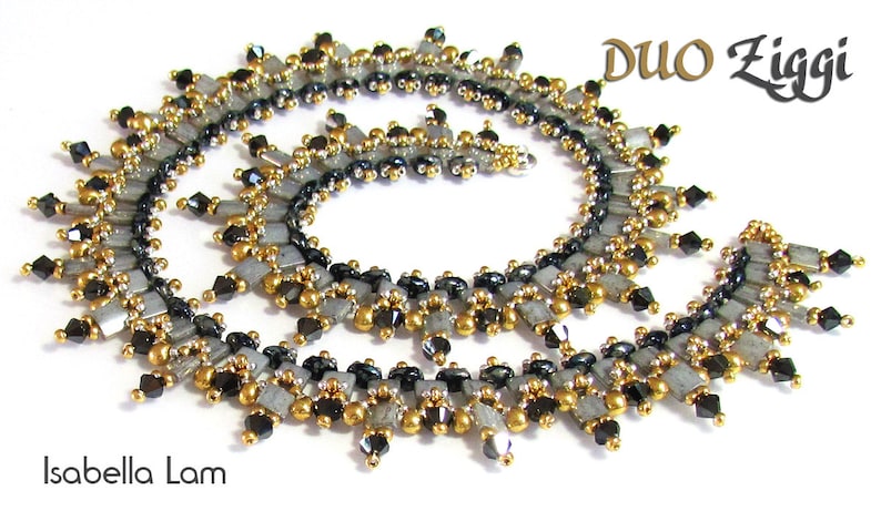 DUO Ziggi SuperDuo Beadwork Necklace Pdf tutorial instructions for personal use only image 1