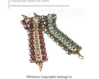 LUMINOS DUO Instrucciones del tutorial de la pulsera Swarovski Roses Montes Pearls y SuperDuo Beadwork para uso personal únicamente