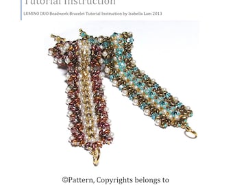 LUMINOS DUO Swarovski Roses Montes Pearls and SuperDuo Beadwork Bracelet tutorial instructions for personal use only