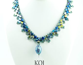 KOI Ginko and Czech GemDuo beads Necklace Kit and Tutorial