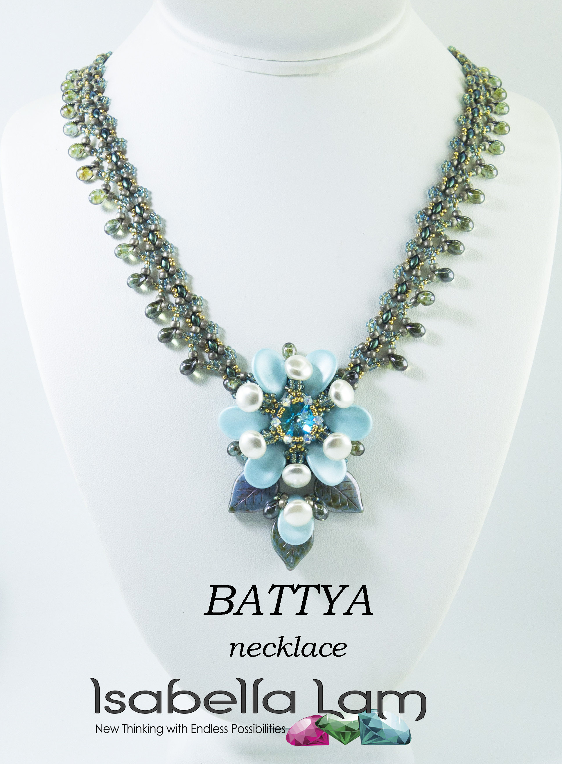 BATTYA Swarovski Rivoli Blooming Beadwork Necklace DIY Beading Kit