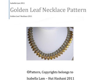 Golden Leaf Exclusively PDF  Necklace Beading tutorial for personal use only