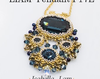 LIAM Swarovski Fancy stone Rivoli and Chattons Beadwork Pendant DIY Beading Kit (Instruction and Materials)