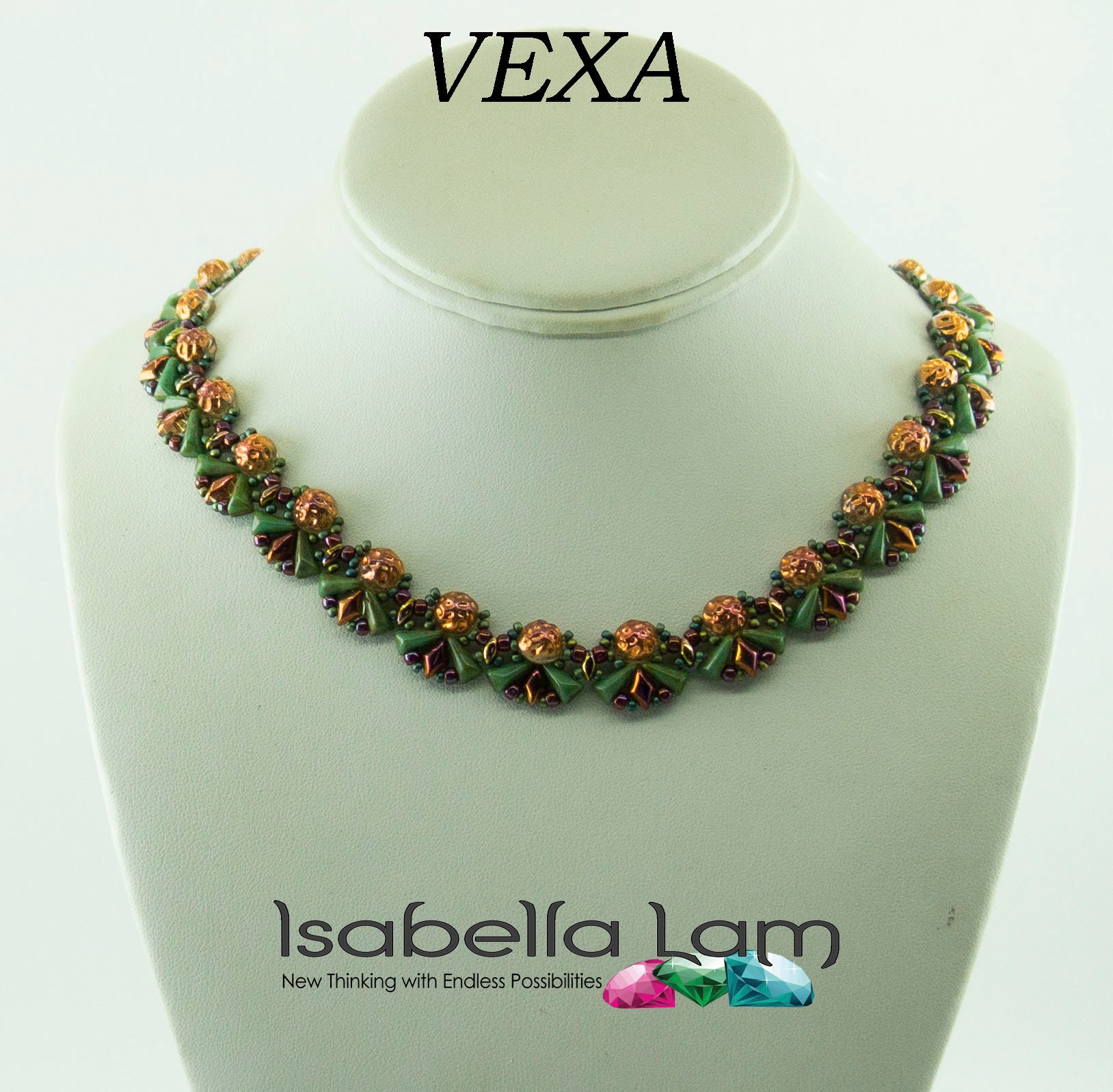 【2plan】23SS★ [MADE] Double-mold beads necklace VEXA Two- Hole Cabochon and Vexolo Beads Necklace Kit and