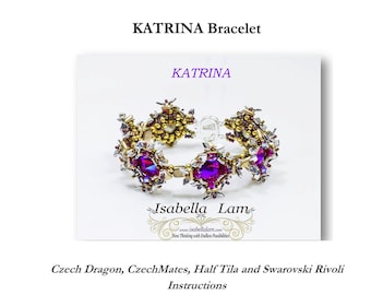 KATRINA CzechMates, Two hole triangles  and Dragon beads Bracelet tutorial instructions for personal use only