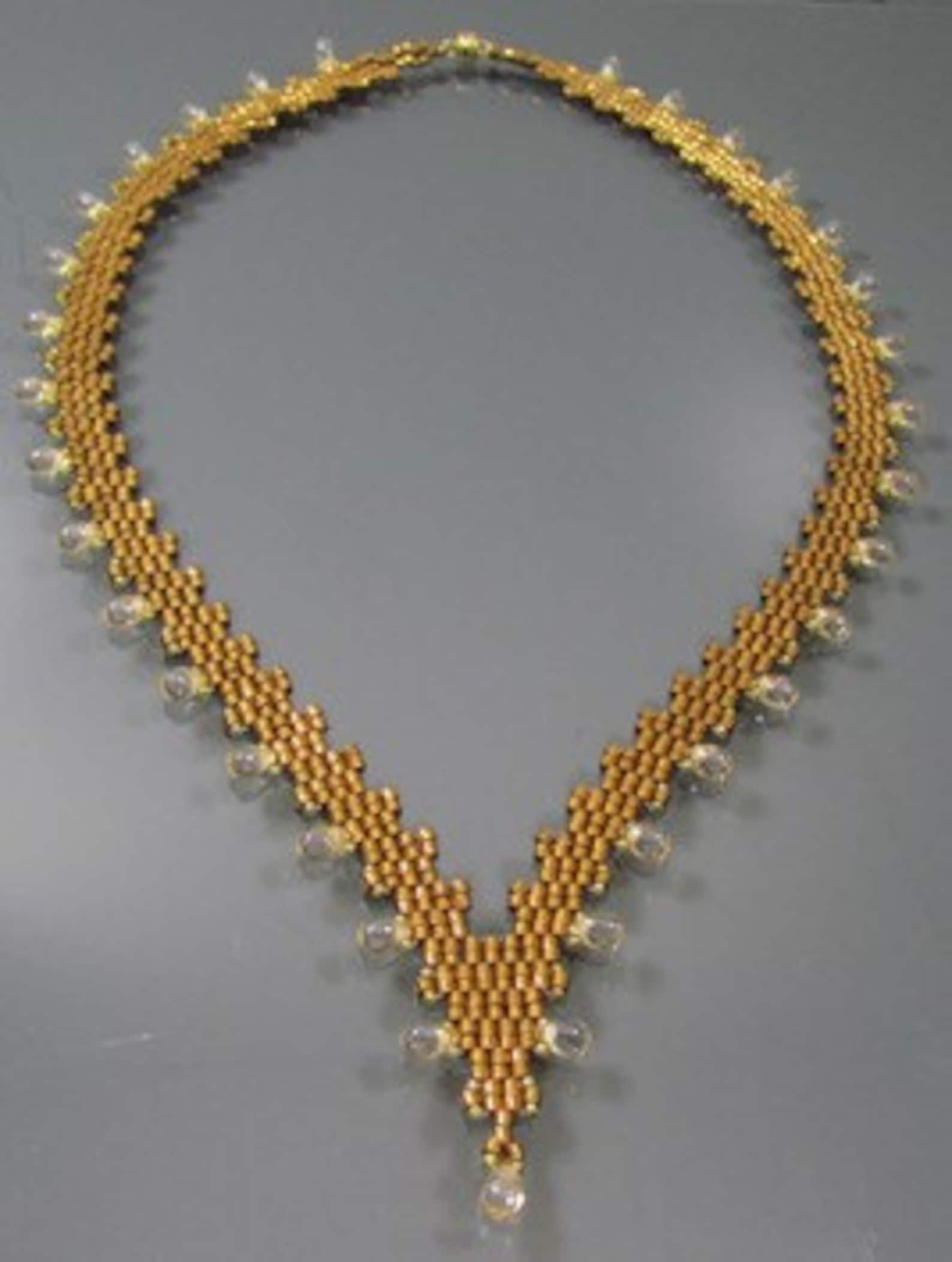 V Fringed Necklace PDF Bead Weaving Pattern Tutorial Etsy