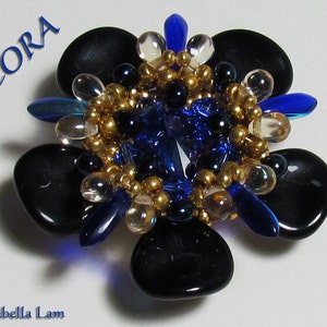 CORA Swarovski Rivoli Pendant Rose Petal Flower Beadwork Pendant tutorial instructions for personal use only image 5