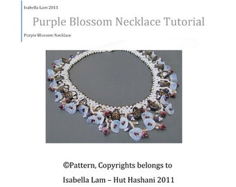 Purple Blossom Necklace beading tutorial PDF Pattern for personal use only