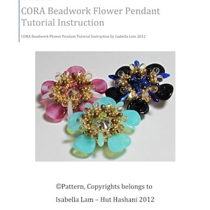 CORA Swarovski Rivoli Pendant Rose Petal Flower Beadwork Pendant tutorial instructions for personal use only