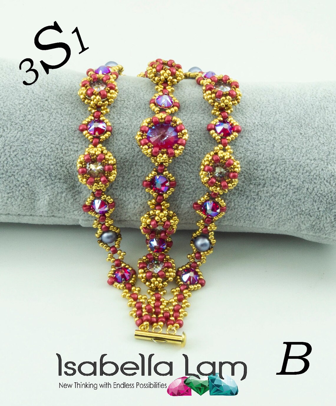 3S1 Rose Montee and Rivoli Stone Bracelet T…