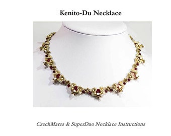 KENITO DU Czech Tiles and SuperDuo Beadwork Necklace tutorial instructions for personal use only