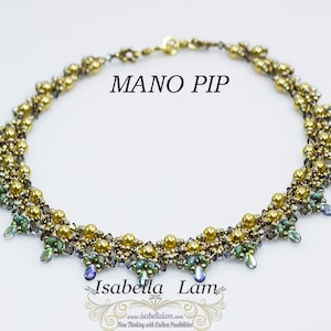 MANO PIP O-BeadsPearl and SuperDuo Beadwork Necklace tutorial instructions for personal use only