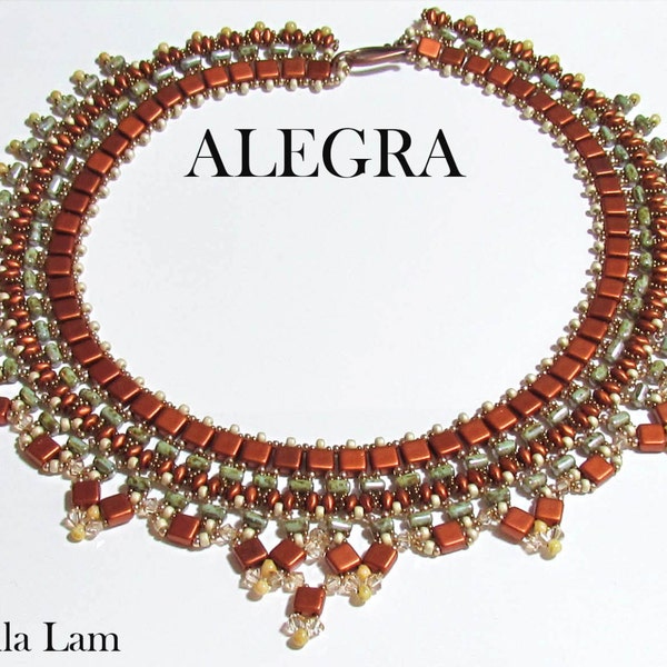ALEGRA SuperDuo Rulla and Czech Mates Beadwork Necklace Pdf tutorial instructions for personal use only