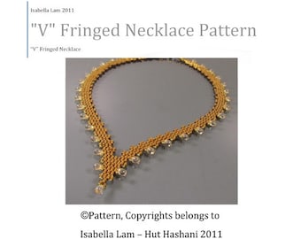 V Fringed Necklace PDF Bead Weaving Pattern tutorial