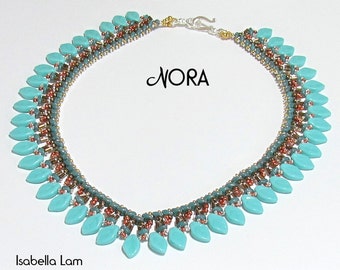 NORA SuperDuo and Leaf Beadwork Necklace tutorial instructions for personal use only