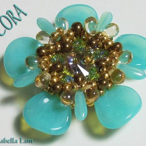 CORA Swarovski Rivoli Pendant Rose Petal Flower Beadwork Pendant tutorial instructions for personal use only image 4