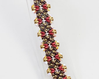 Instrucciones tutoriales de pulsera LIZI Czech SuperDuo y O Beads con cristales Swarovski para uso personal únicamente