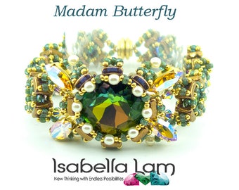 Madam Butterfly crystal set in navettes and Fancy round stone with Rivoli bracelet Tutorial