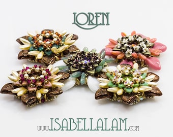 LOREN Swarovski Rivoli Beadwork Pendant Tutorial  instructions for personal use only