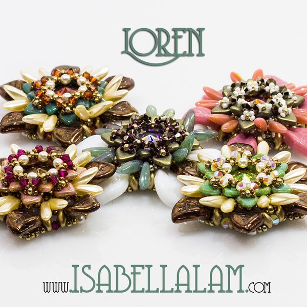 LOREN Swarovski Rivoli Beadwork Pendant Tutorial  instructions for personal use only