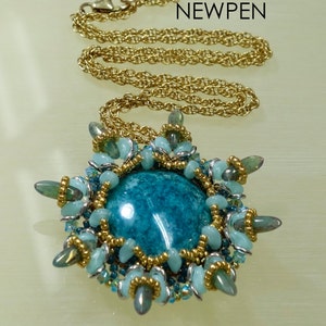 NEWPEN Pendant PDF Beading tutorial with SuperDuo O-Beads and Czech Daggers for personal use only image 2