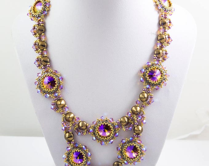 GLACIERA Tipp O Beads and Swarovski Rivoli Beadwork Necklace Beading ...