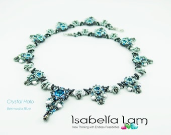 Crystal Halo necklace with Crescent and Paisley Duo beads Pdf tutorial instructions for personal use only
