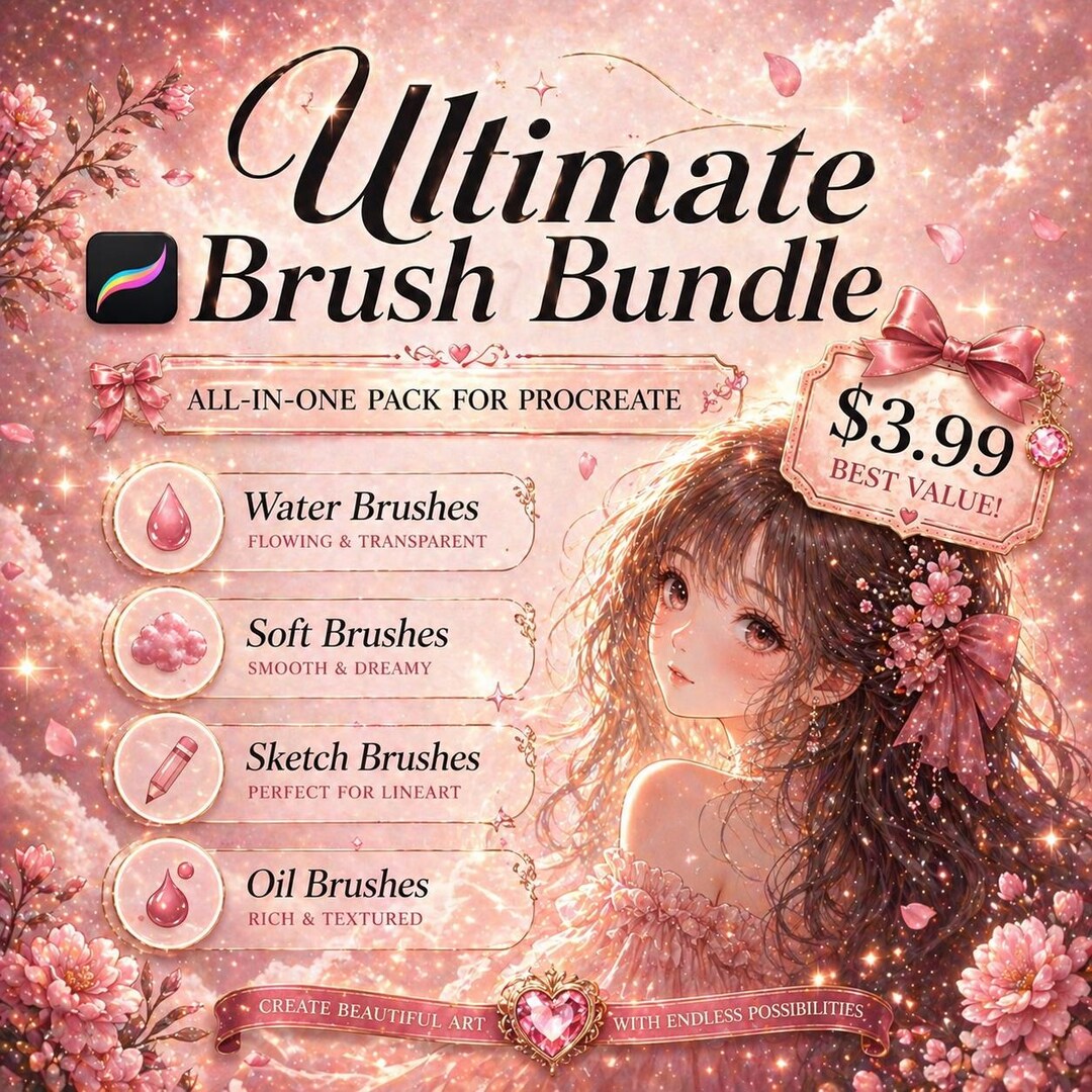 Procreate Ultimate Brush Bundle | Oil, Water, Soft, Sketch Brushes - Etsy