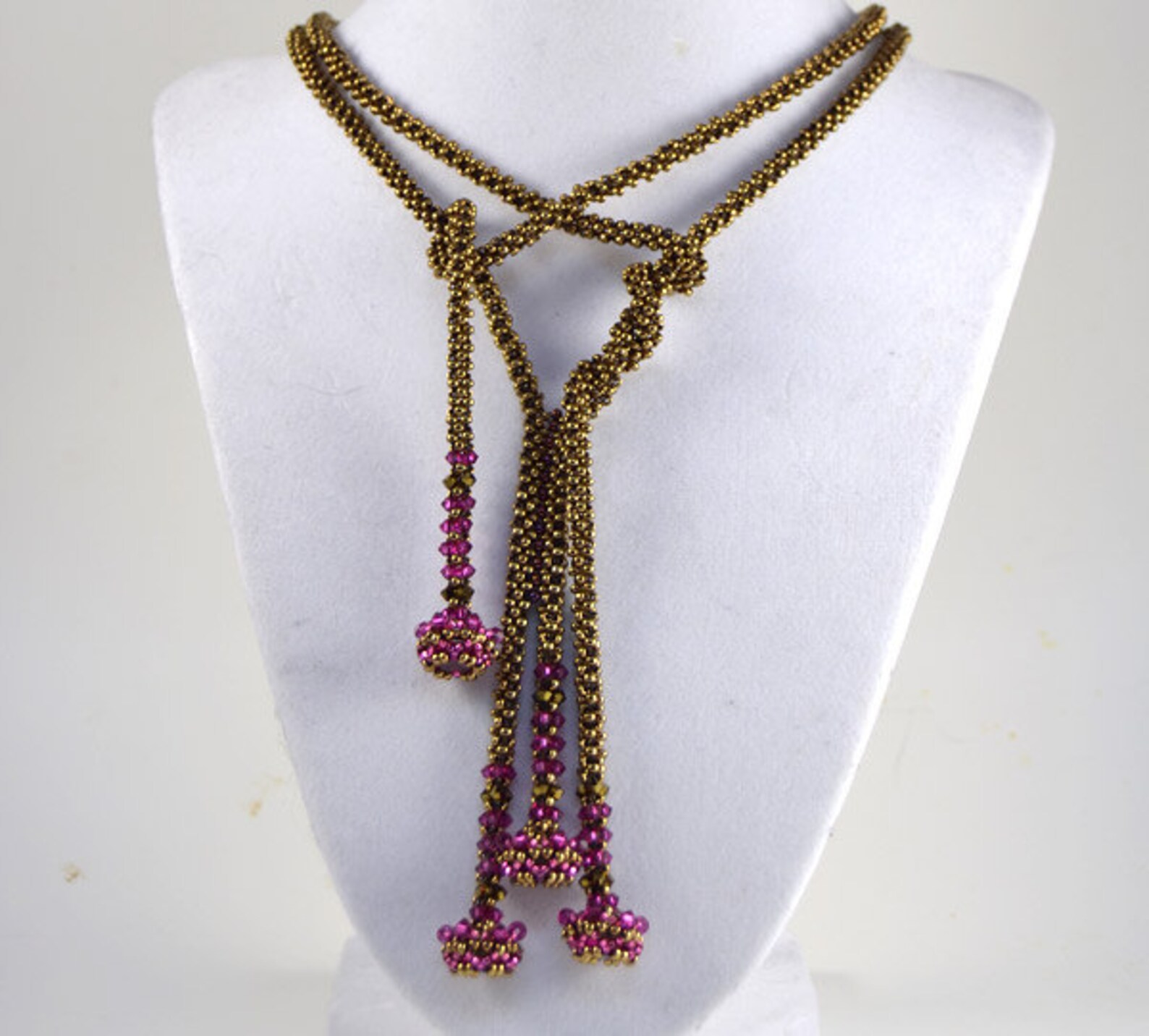 Bellatrix Necklace Bronze & Fuschia Beading Kit - Etsy